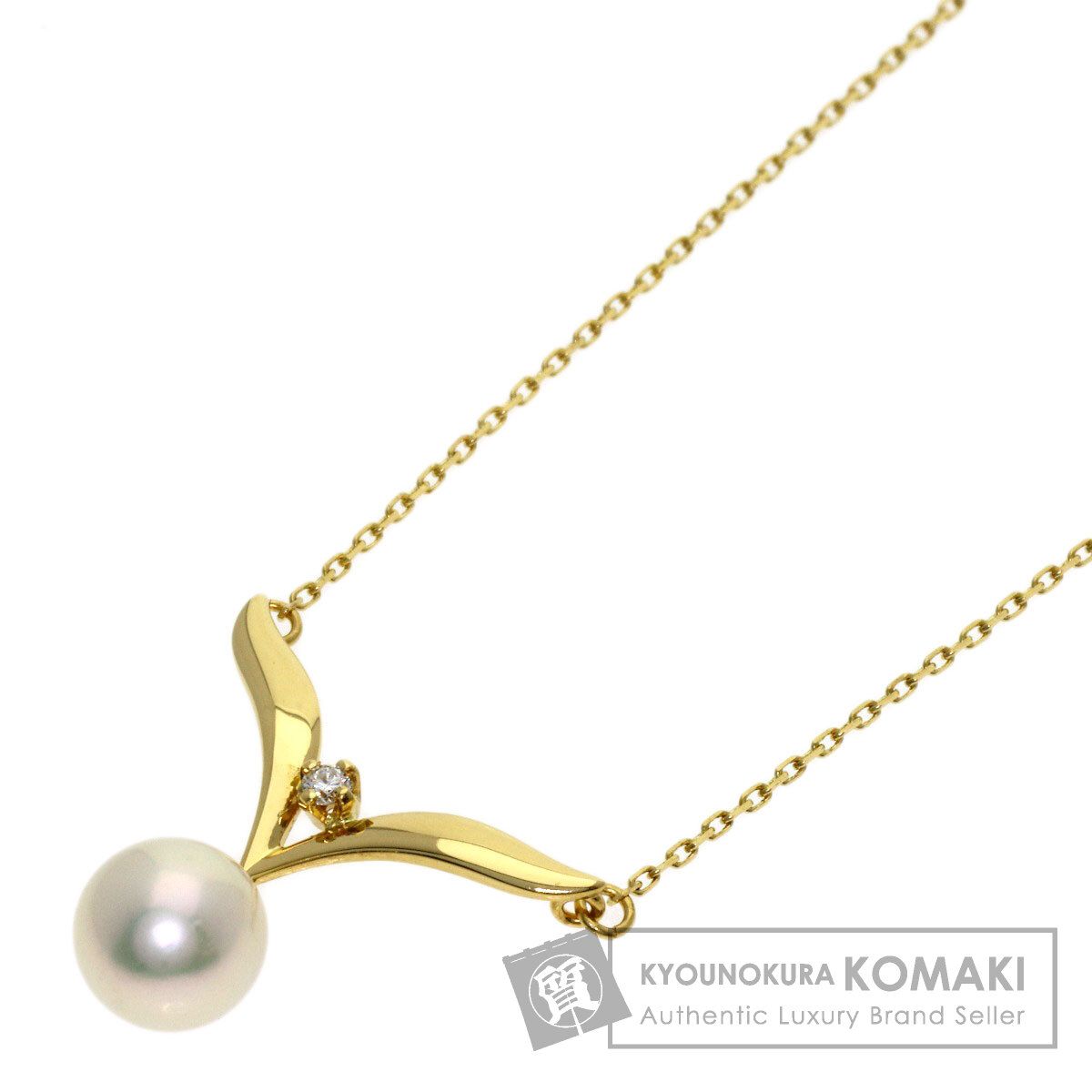 MIKIMOTO ミキモト パール 真珠 1P ダイヤモンド ネックレス K18YG レディース [中古]