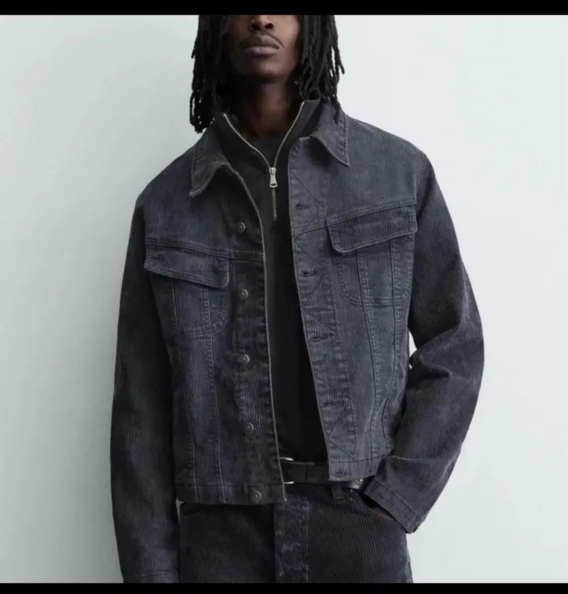 ZARA コーデュロイ クロップドフィット テクニカル ジャケット
