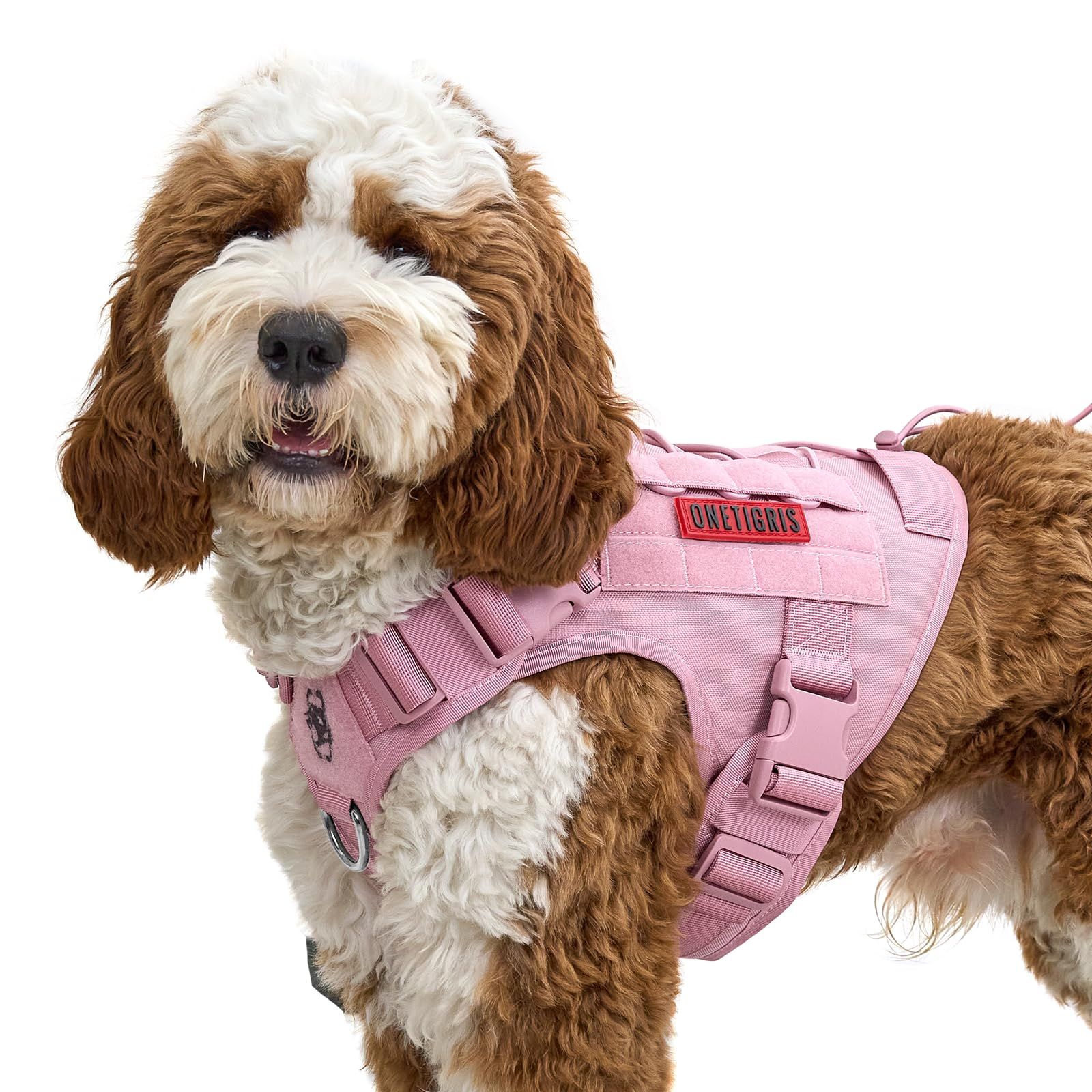 新品 OneTigris 犬 ハーネス 超軽量 タクティカルハーネス 引っ張り防止 喉に優しい ハンドルとDリング2個付き メッシュナイロンハーネス 名前タグを貼り付け可能 ミリタリー 犬用 MOLLEシステム付き クイックラッチデサイー 簡単着脱 訓練 L