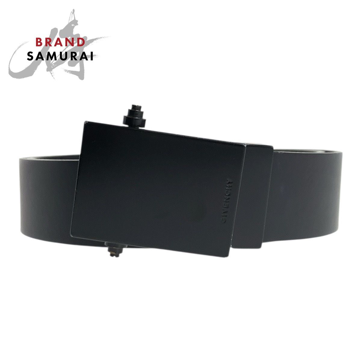 美品 GIVENCHY ジバンシィ ロゴ ブラック 黒 レザー ベルト メンズ 602683【中古】