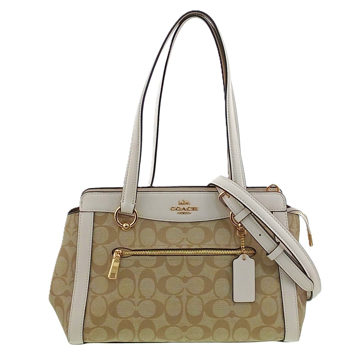 COACH コーチ カイリー キャリーオール トートバッグ レディース キャンバス ベージュ 中古