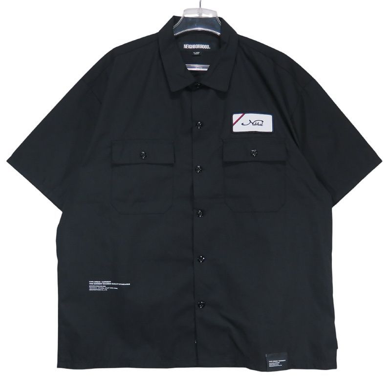 NEIGHBORHOOD ネイバーフッド 25SS CLASSIC WORK SHIRT SS-1 251TSNH-SHM02 クラシック ワーク シャツ ショートスリーブ ブラック 半袖 サイズXL Julk