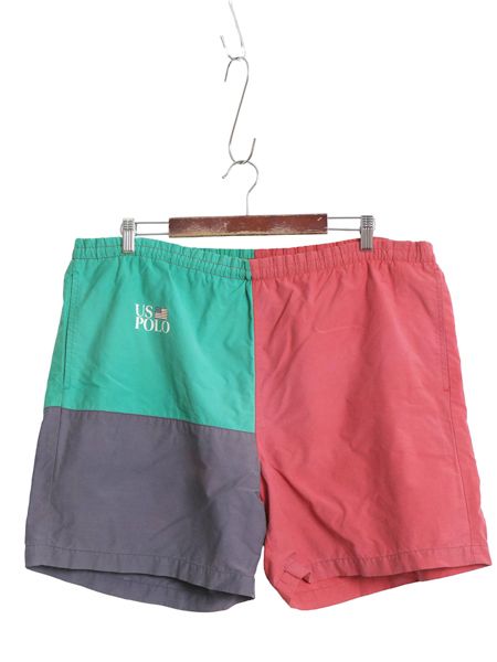 90s ポロ ラルフローレン ショートパンツ メンズ L / オールド コットン ナイロン ショーツ スイム 短パン 海パン 水陸共用 インナー付き