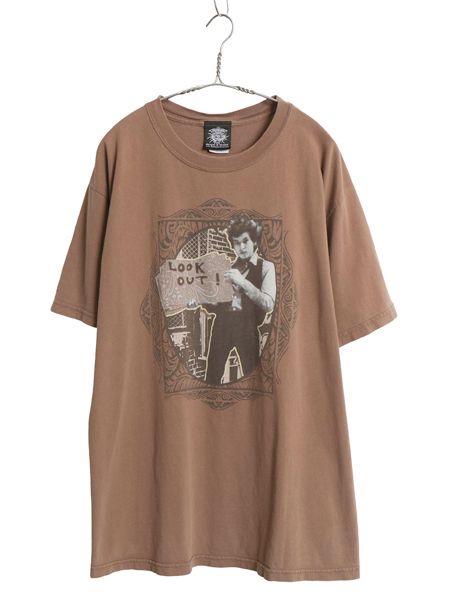 00s ボブ ディラン フォト イラスト プリント Tシャツ メンズ L / オールド オフィシャル グラフィック バンド ロック ヘビーウェイト 茶
