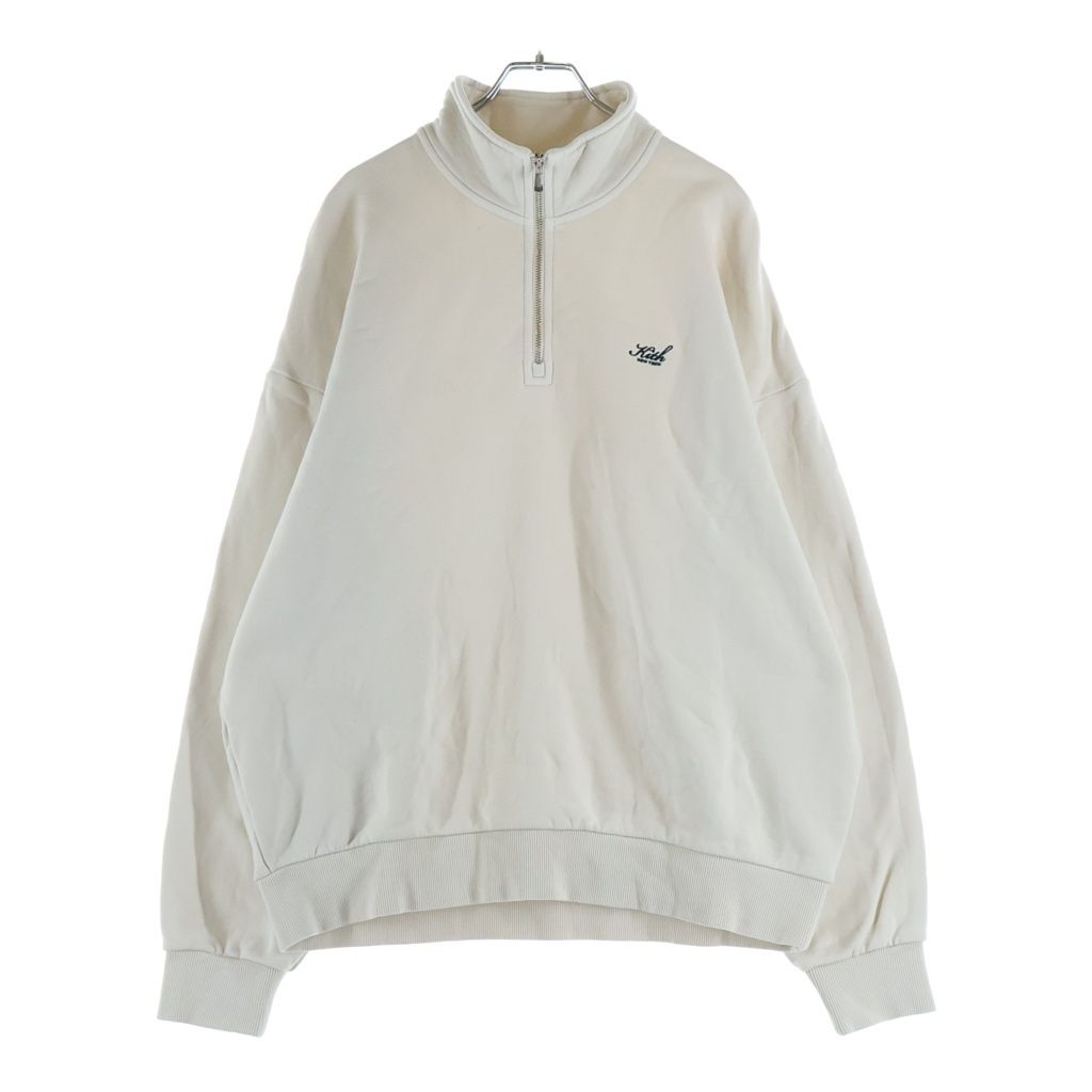 KITH キス QUARTER ZIP NELSON PULLOVER ロゴ刺繍 ハーフジップ プルオーバー スウェットトレーナー アイボリー 25-070-060-0011-3-0 KITH (キス) QUARTER ZIP NELSON PULLOVER ロゴ刺繍 ハーフジップ プル