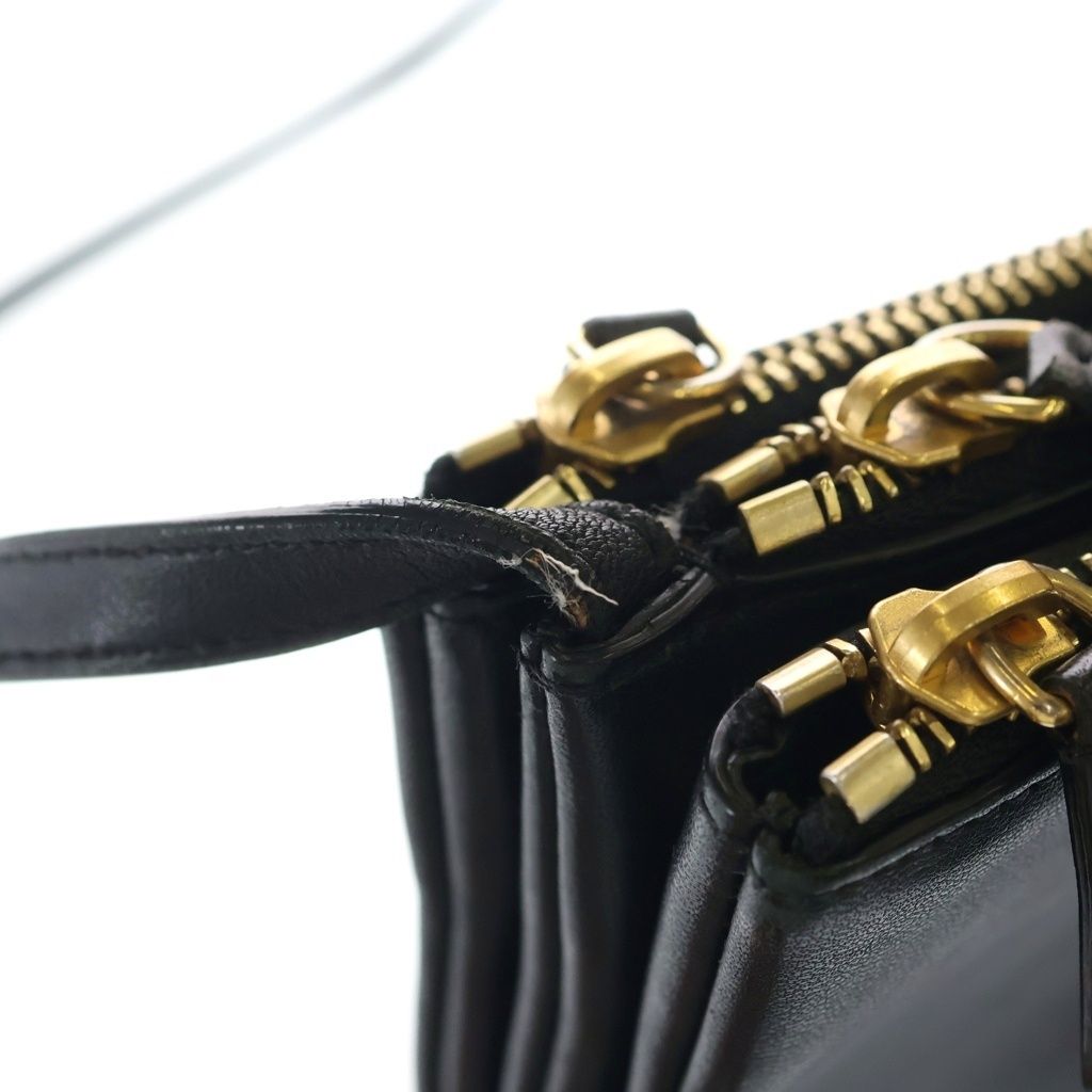 CELINE (セリーヌ) トリオ ショルダーバッグ ブラック レザー ゴールド