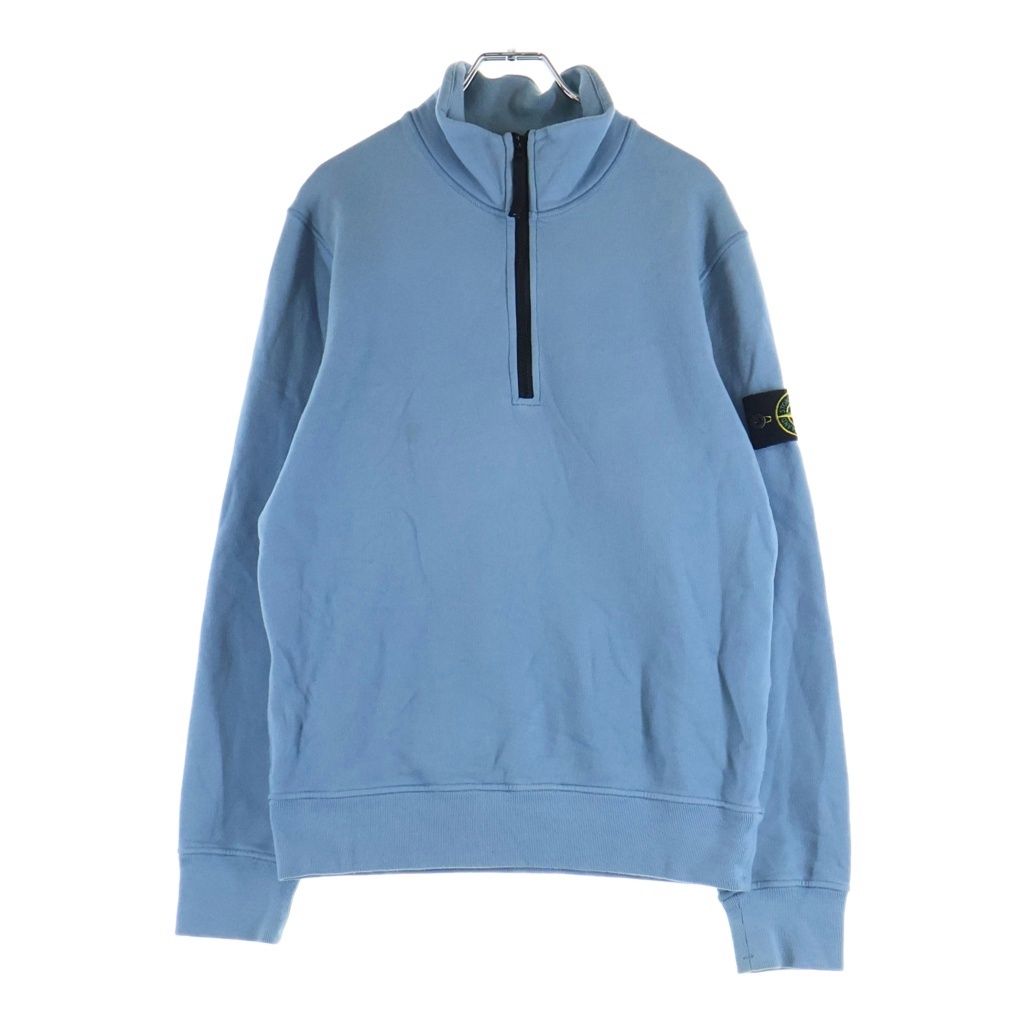 STONE ISLAND (ストーンアイランド) 22AW LOGO PATCH HALF ZIP SWEATSHIRT 771561920 袖ロゴパッチ ハーフジップスウェットトレーナー ブルー