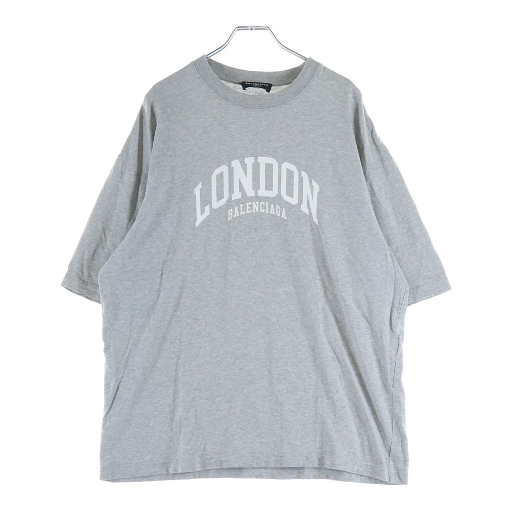 BALENCIAGA (バレンシアガ) 22SS London Cities Logo S/S Tee ロンドン シティ ロゴ プリント クルーネック半袖Tシャツカットソー グレー 612966 TLVG5