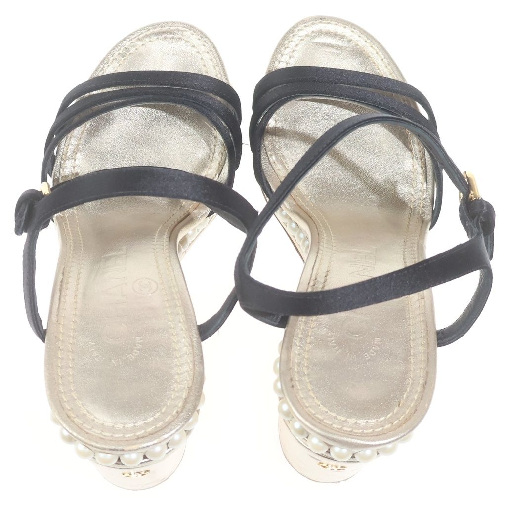 CHANEL (シャネル) ココマーク パール装飾 ヒール パンプス サンダル