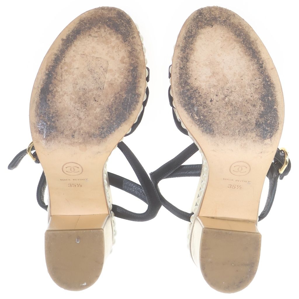 CHANEL (シャネル) ココマーク パール装飾 ヒール パンプス サンダル