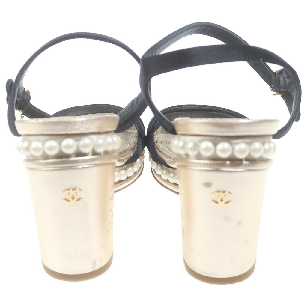 CHANEL (シャネル) ココマーク パール装飾 ヒール パンプス サンダル