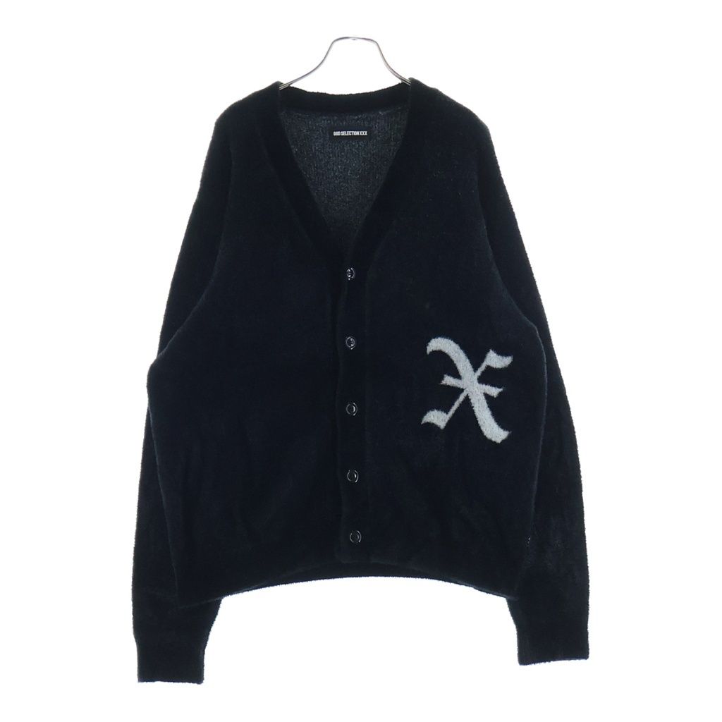 GOD SELECTION XXX (ゴッドセレクショントリプルエックス) KNIT CARDIGAN ナイロンニットカーディガン ブラック GX-A25-KN-01