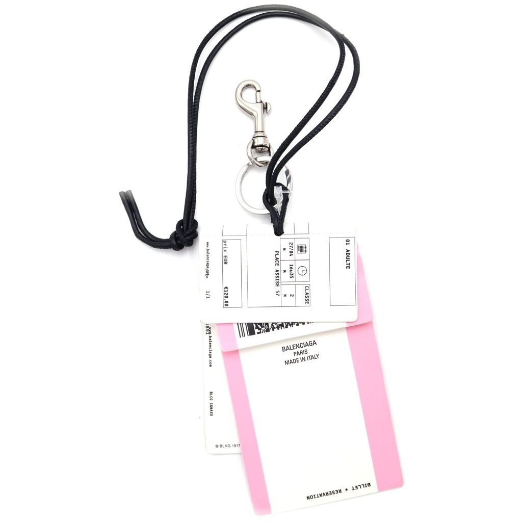 BALENCIAGA (バレンシアガ) トレインチケット ホルダー チャーム ホワイト/ピンク 376047 376047