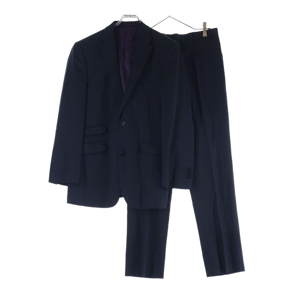BURBERRY BLACK LABEL (バーバリー ブラックレーベル) シャドーストライプ ウール テーラードジャケット セットアップ ブラック