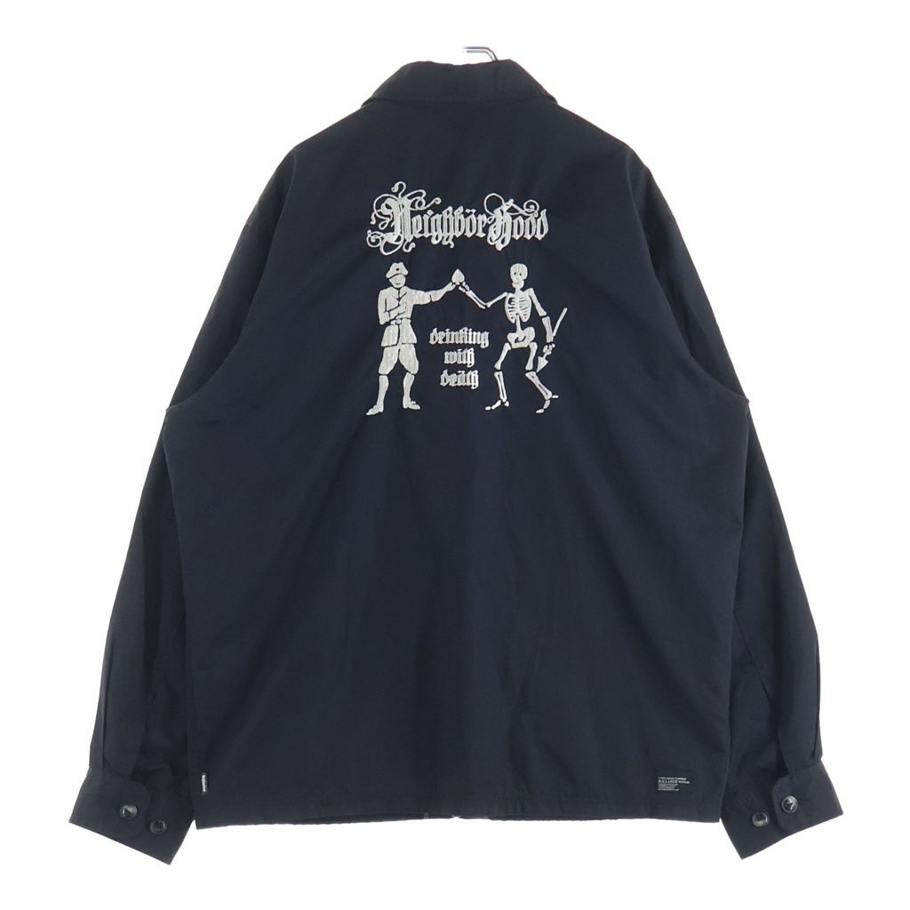 NEIGHBORHOOD (ネイバーフッド) コットン混 スカルエンブロイダリー スイングトップ ジップアップジャケット ブラック TSNH-JK-01