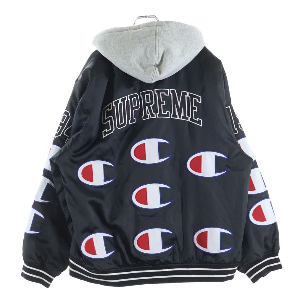 SUPREME (シュプリーム) 18AW ×CHAMPION Hooded Satin Varsity Jacket