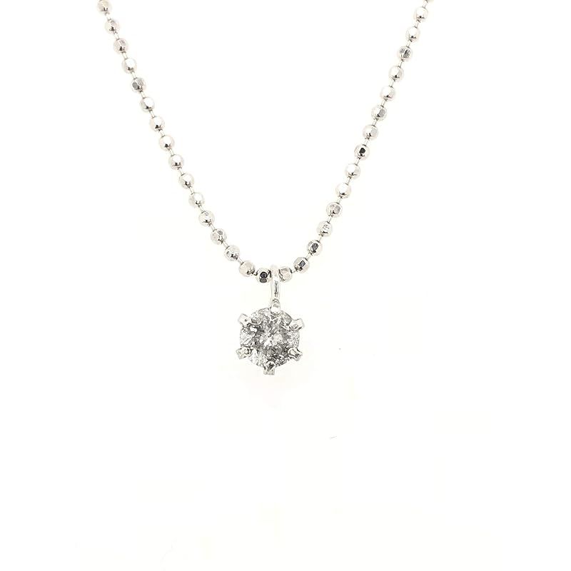 【KASHIMA】K14ホワイトゴールド台 0.1ct ダイヤモンド 一粒石 プチ ペンダントネックレス