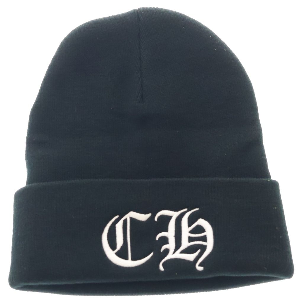 CHROME HEARTS (クロムハーツ) CH LOGO BEANIE CHロゴ 刺繍 ニット帽 ブラック