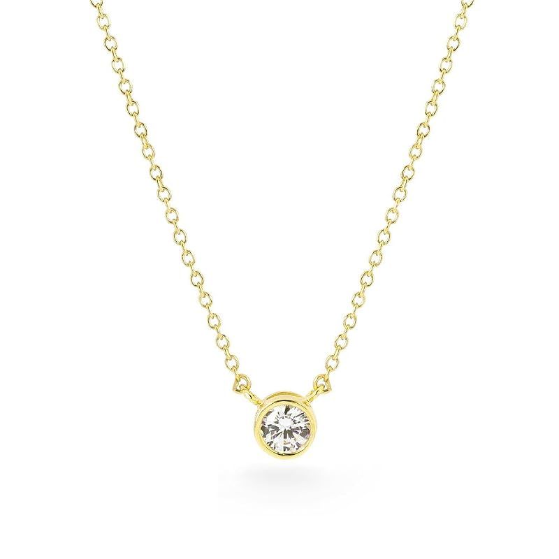 [Gift from New York] ネックレス レディース 一粒 18金 イエローゴールド 加工 ベゼル シルバー925 金属アレルギー対応 女性 プレゼント