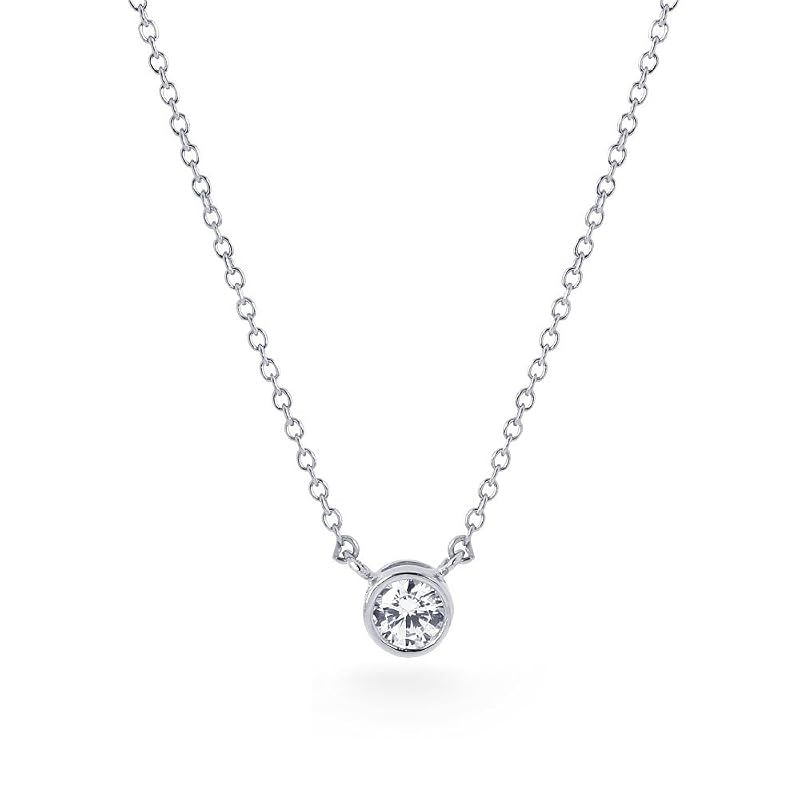 [Gift from New York] ネックレス レディース 一粒 プラチナ 加工 ベゼル シルバー925 金属アレルギー対応 女性 プレゼント