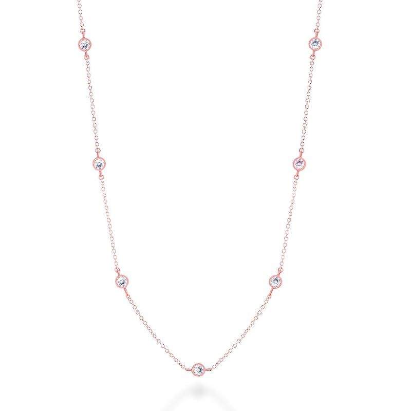 [Gift from New York] ネックレス レディース 3.0ct 18金 ピンクゴールド 加工 ベーゼル シルバー925 金属アレルギー対応 女性 プレゼント