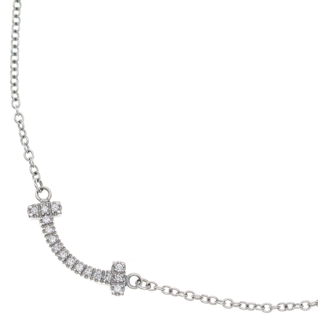 TIFFANY & Co. (ティファニー) Tスマイル ミニ ダイヤ ネックレス ペンダント チェーン シルバー Au750WG