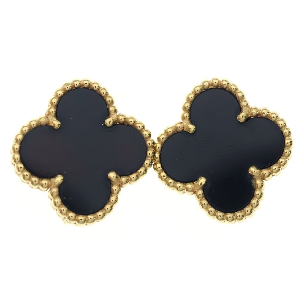 Van Cleef & Arpels (ヴァンクリーフアンドアーペル) ヴィンテージアルハンブラ オニキス ピアス ブラック×ゴールド Au750YG 7.6g VCARA44200