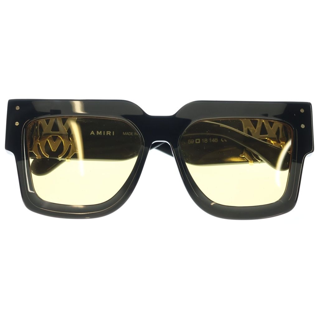 AMIRI (アミリ) JUMBO MA SUNGLASSES MAロゴ ジャンボ ウェリントンフレーム サングラス アイウェア 眼鏡 ブラック/イエロー AMACSN1001