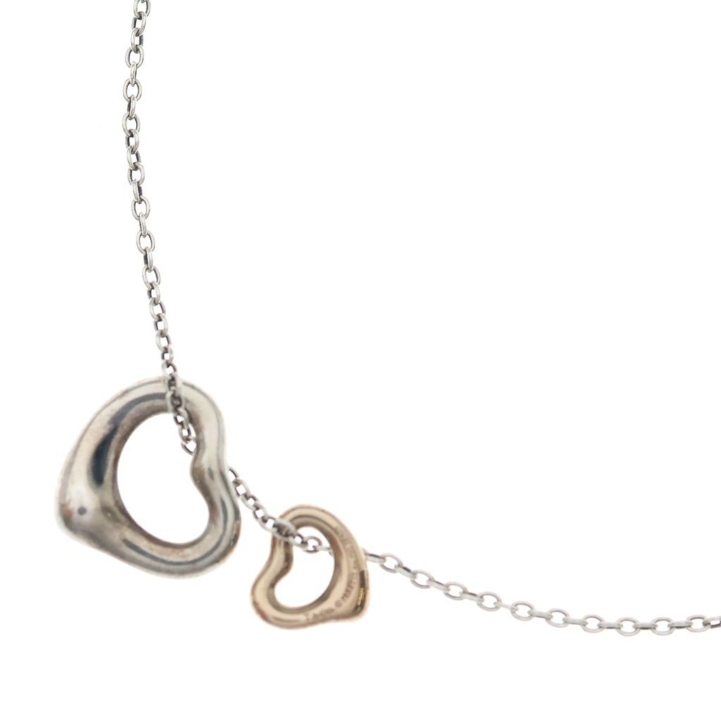 TIFFANY & Co. (ティファニー) エルサペレッティ ダブルオープンハート ネックレス Ag925/K18PG シルバー/ピンクゴールド