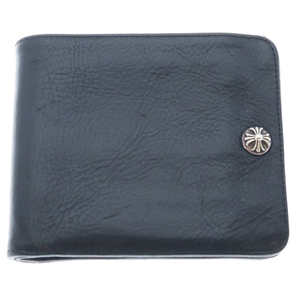 CHROME HEARTS (クロムハーツ) 1SNAP 1スナップ クロス ボールボタン レザーウォレット 財布 ブラック BCA361