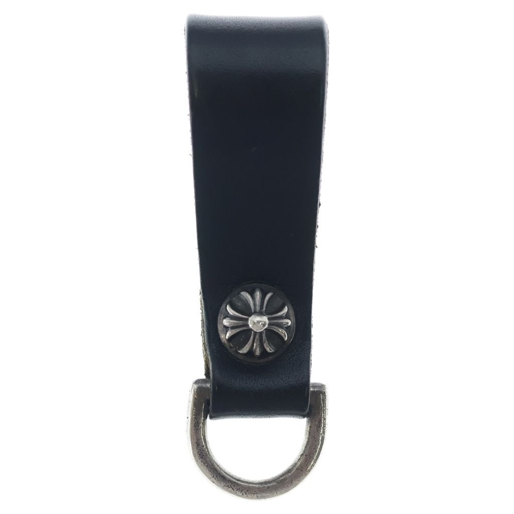 CHROME HEARTS (クロムハーツ) BELT LOOP Dカン クロスボールボタンレザーベルトループ シルバー/ブラック BCA397