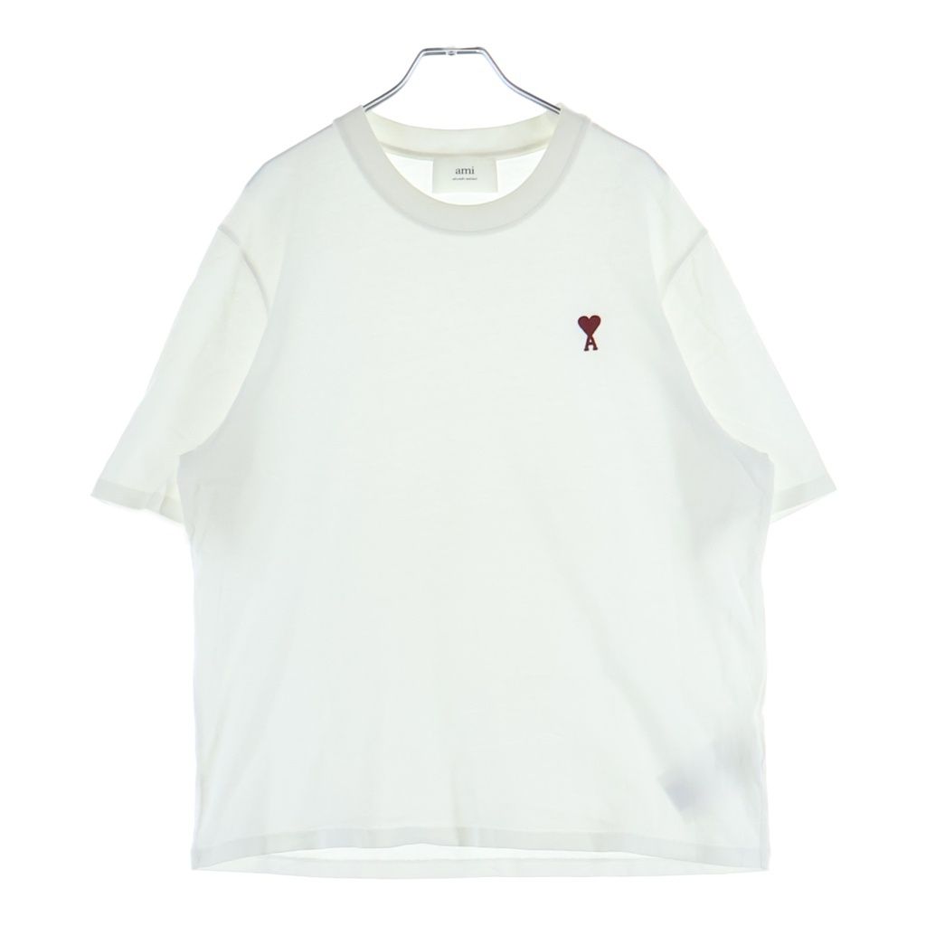 AMI Alexandre Mattiussi (アミアレクサンドルマテュッシ) T-Shirt ハートロゴ刺繍 半袖Tシャツ ホワイト BFUTS005.726 BFUTS005.726