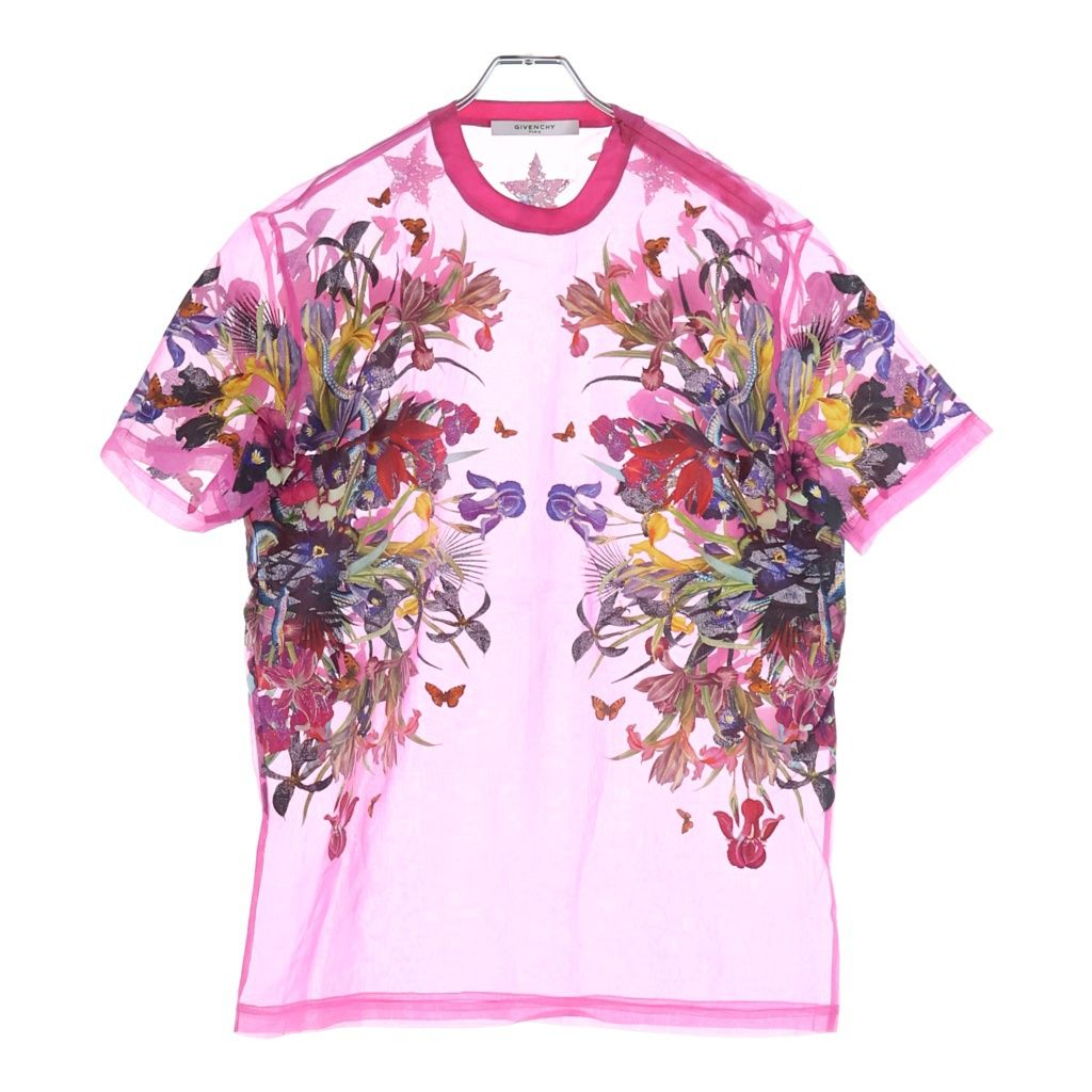 GIVENCHY (ジバンシィ) Floral Sheer T-Shirt 花柄 シアー半袖Tシャツ ピンク 16A 7024 382