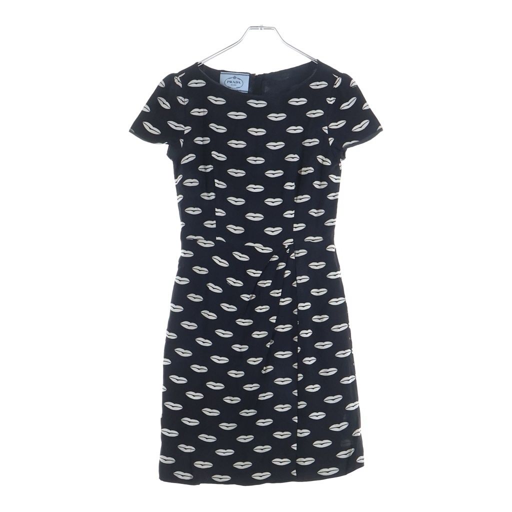 PRADA (プラダ) Lips Rayon Dress リップ レーヨンドレス ワンピース ブラック レディース P399M P399M