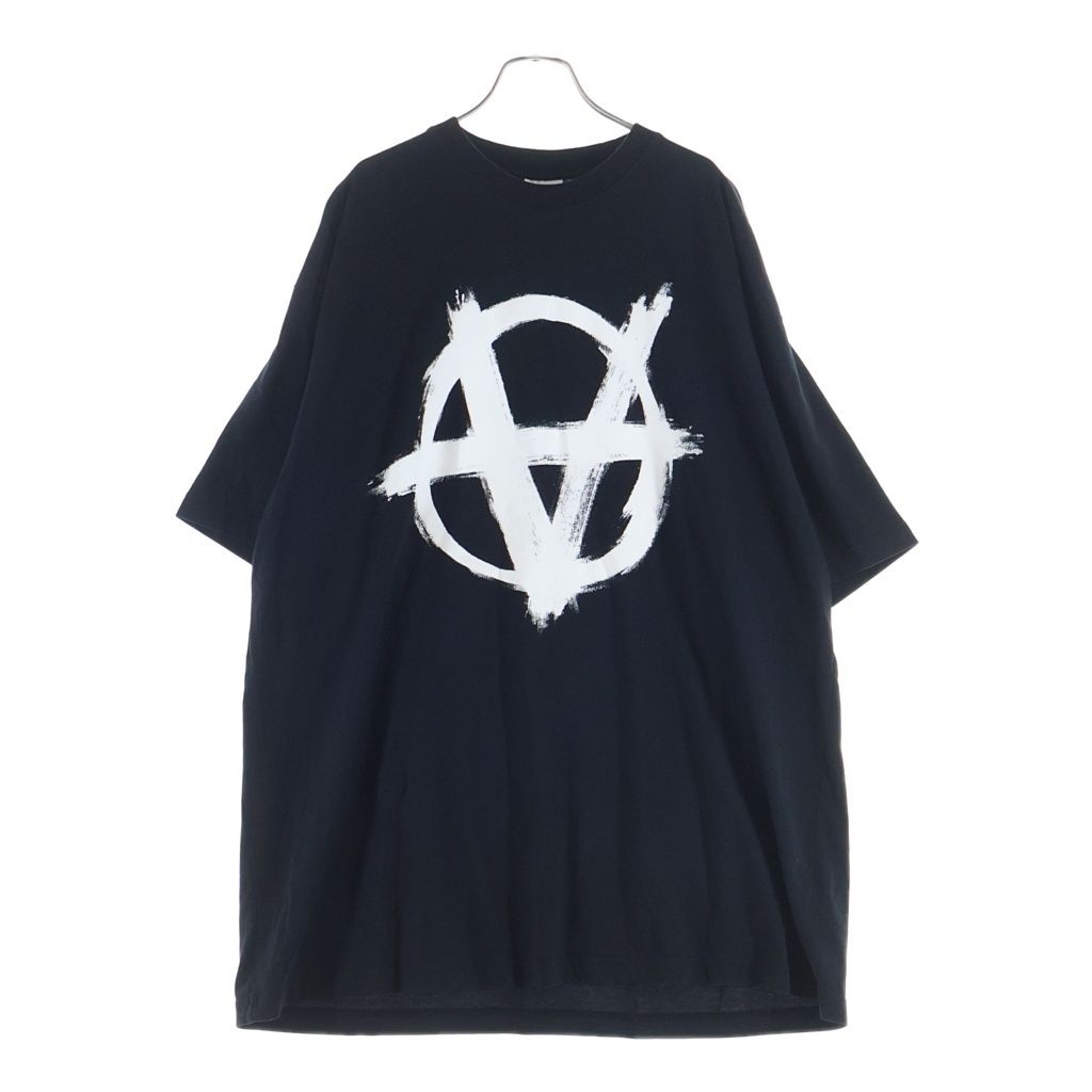 VETEMENTS (ヴェトモン) 22AW Double Anarchy Logo T-Shirt ダブルアナーキーロゴ クルーネック 半袖Tシャツ カットソー ブラック UA53TR500X