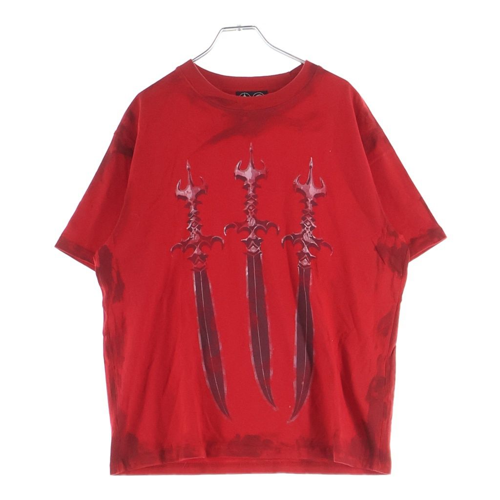 THUG CLUB (サグクラブ) フロントプリント 半袖Tシャツ カットソー レッド TC24TS2003