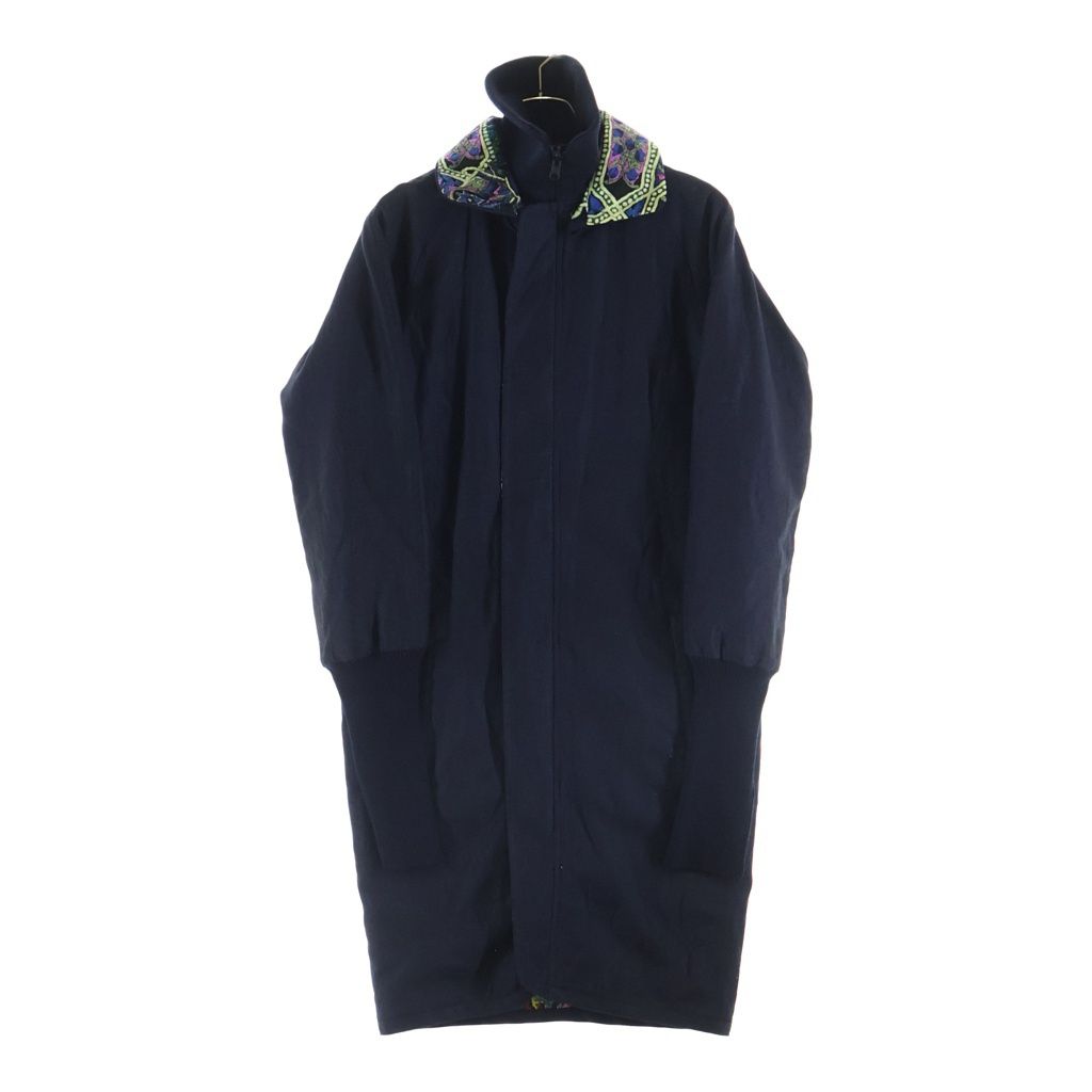 Y's (ワイズ) 15AW 裏地キルティング ウール混 リバーシブルロングコート レディース ネイビー YY-C06-804