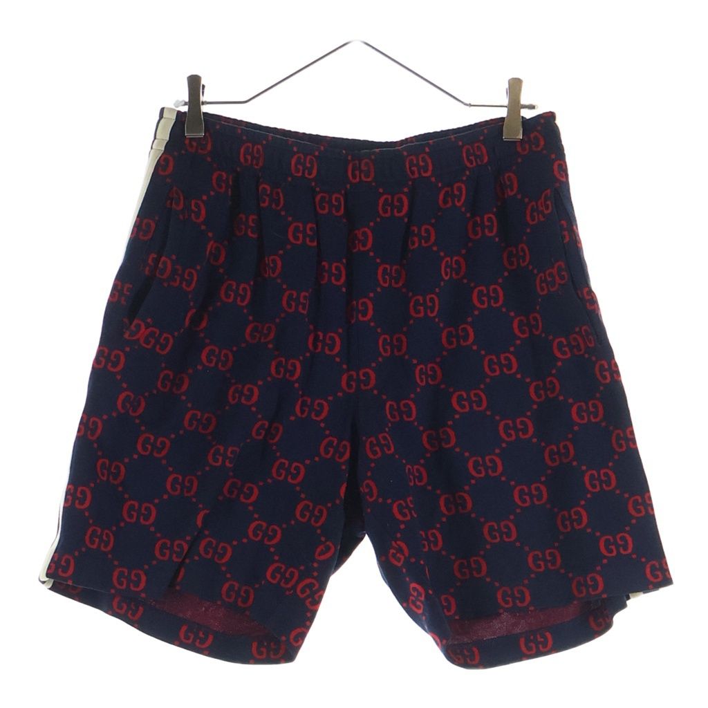 GUCCI (グッチ) 18SS GG Jaquard Jersey Shorts GGジャガード総柄 ショートパンツ ショーツ ハーフパンツ ネイビー/レッド 474632 X9L14