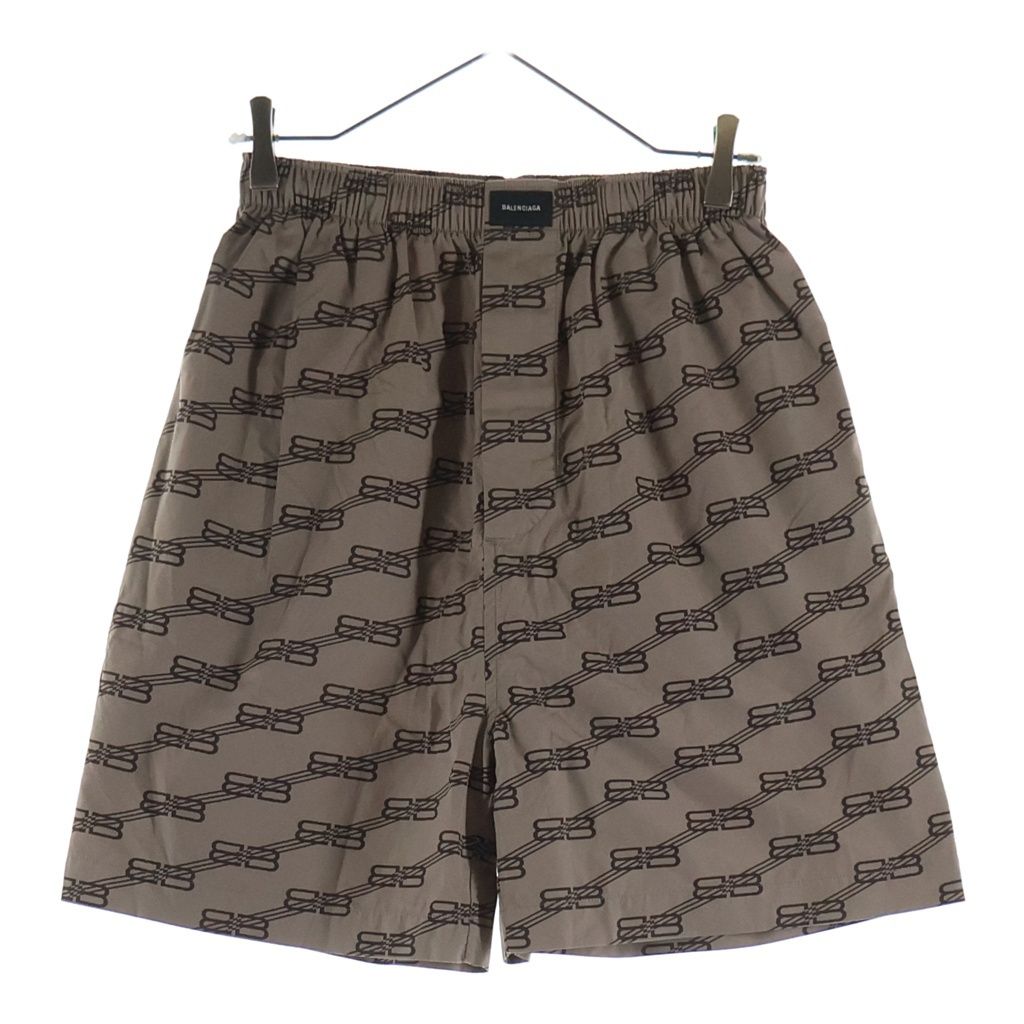 BALENCIAGA (バレンシアガ) 22AW BBモノグラムロゴ総柄ショーツ ハーフパンツ ベージュ 672410 TML36
