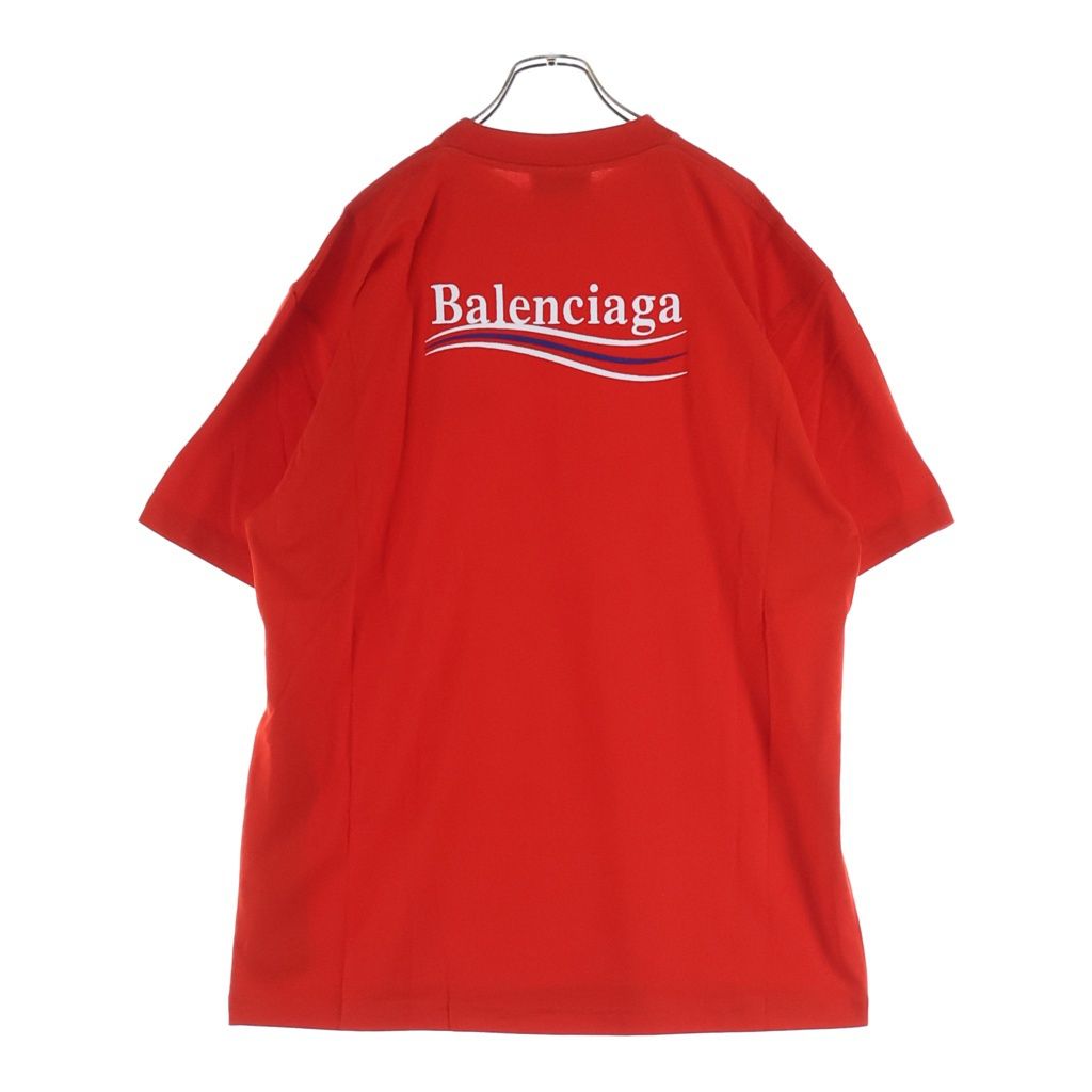 BALENCIAGA (バレンシアガ) 21SS Political Campaign Oversized Tee ポリティカル キャンペーンロゴ刺繍Tシャツ 半袖クルーネックカットソー レッド 641655 TKVJ1