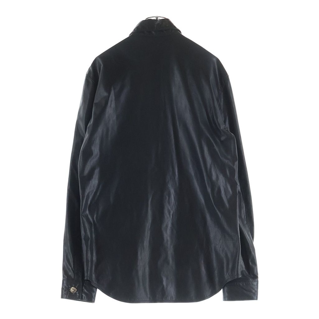 CHROME HEARTS (クロムハーツ) クロスボールボタン 長袖レザーシャツ