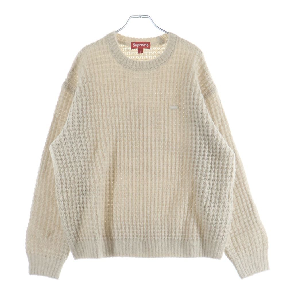 SUPREME (シュプリーム) 25AW Small Box Waffle Sweater スモールボックスロゴ クルーネックワッフルニットセーター ナチュラル アイボリー