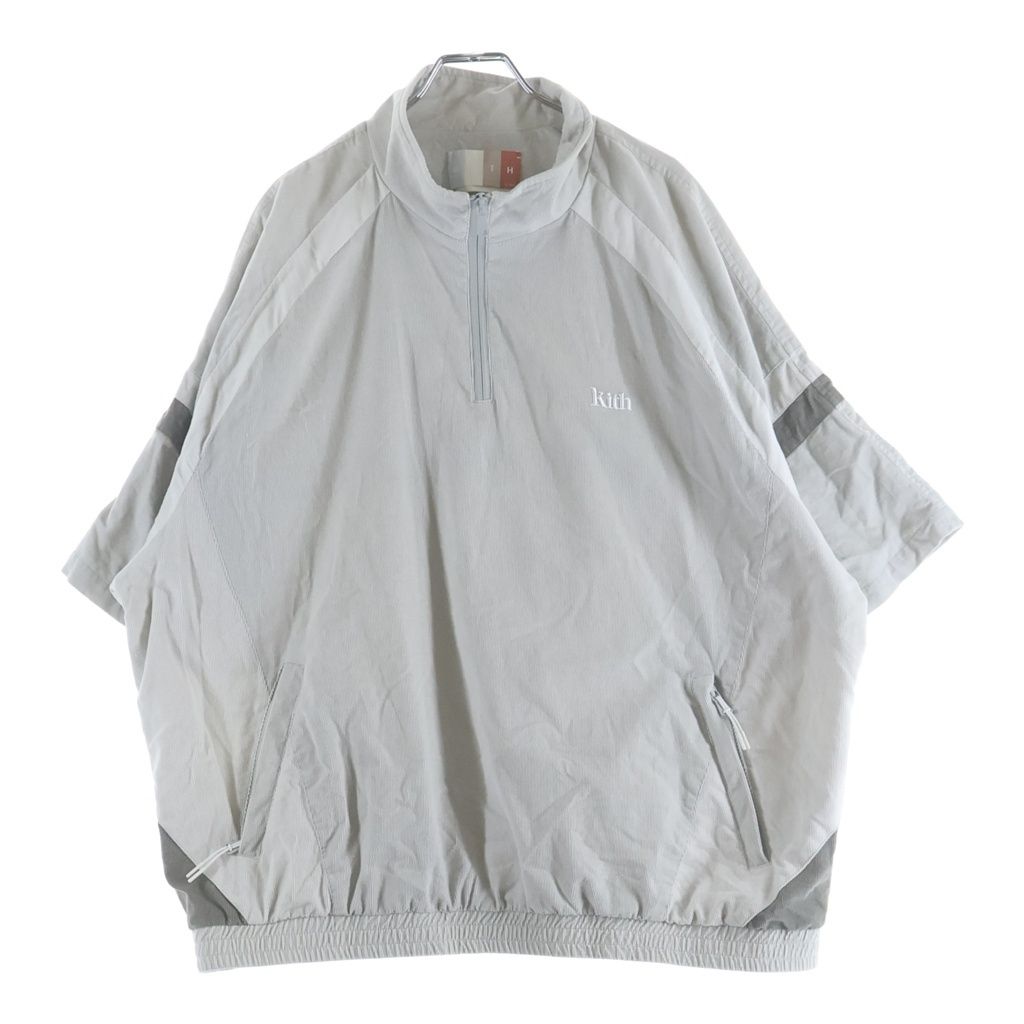 KITH (キス) 22SS MIXED MICRO CORD LINDEN RETRO QUARTZER ZIP マイクロコーデュロイ クオータージップトップ グレー KHM030650