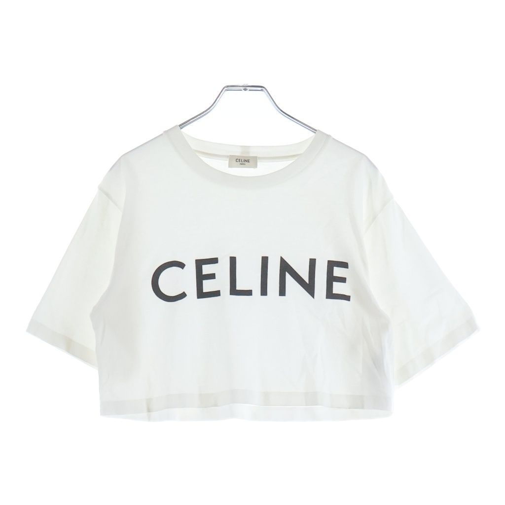 CELINE (セリーヌ) フロントロゴ半袖Tシャツ クロップドカットソー ホワイト 2X761671Q.01EA レディース