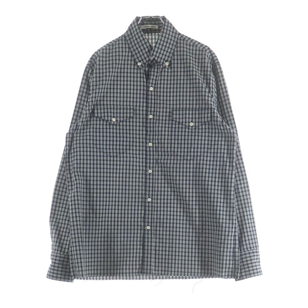 NO BRAND (ノーブランド) CARTER YOUNG カーターヤング WESTERN BUSINESS SHIRT ICE PLAID ウエスタンビジネスシャツ アイスプレイド ギンガムチェック カットオフ グレー