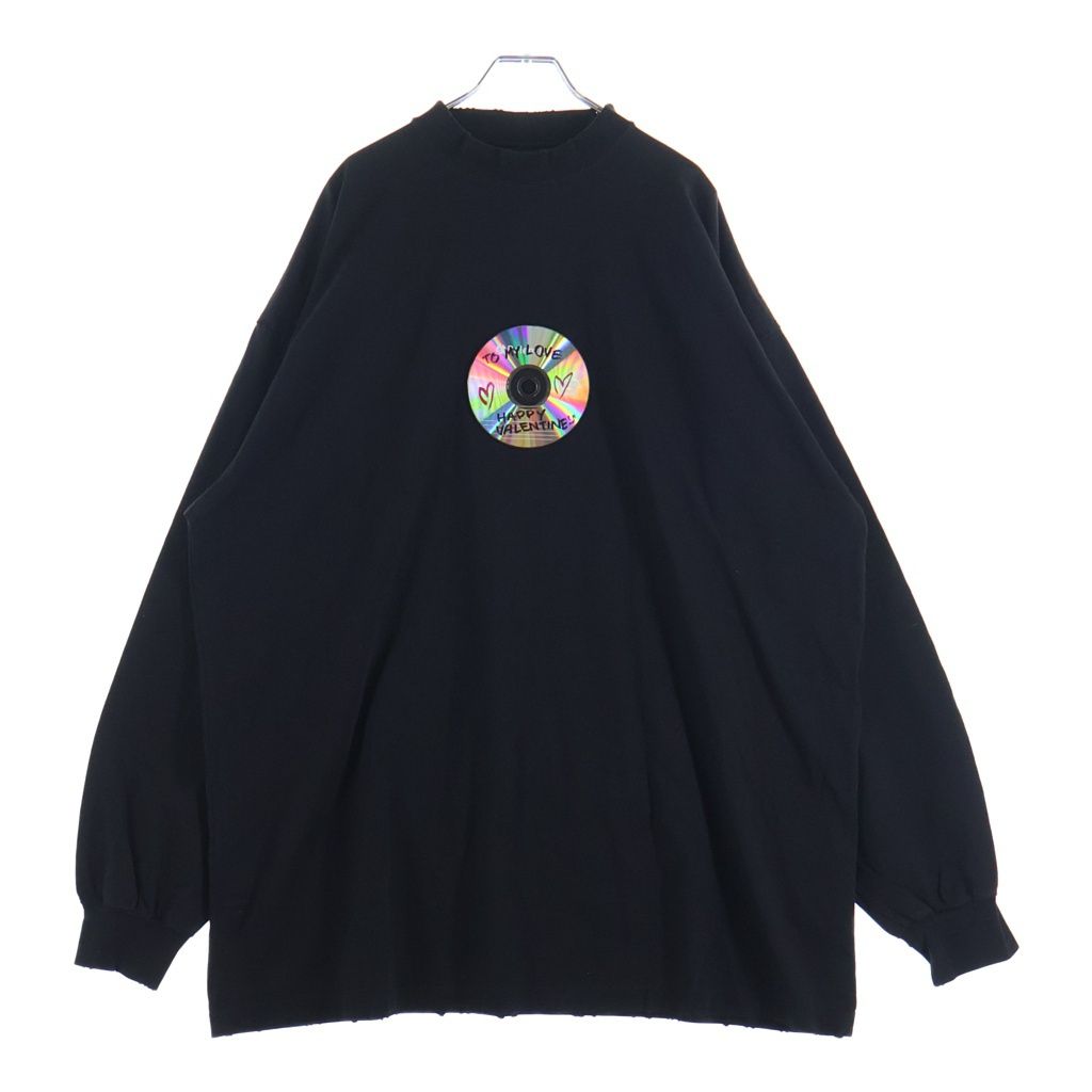 BALENCIAGA (バレンシアガ) TO MY LOVE VALENTINE CD LS T-shirt logo ヴァレンタイン ダメージ加工 ロングスリーブ Tシャツ ブラック 739027 TQVE4 1055