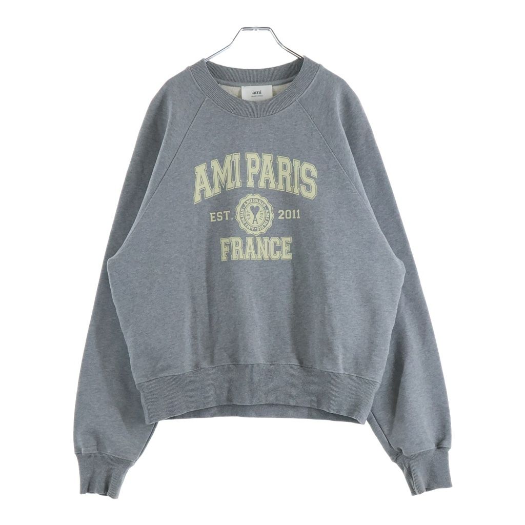 AMI Alexandre Mattiussi (アミアレクサンドルマテュッシ) Sweatshirt カレッジロゴ クルーネックスウェットトレーナー グレー USW010.747 USW010.747