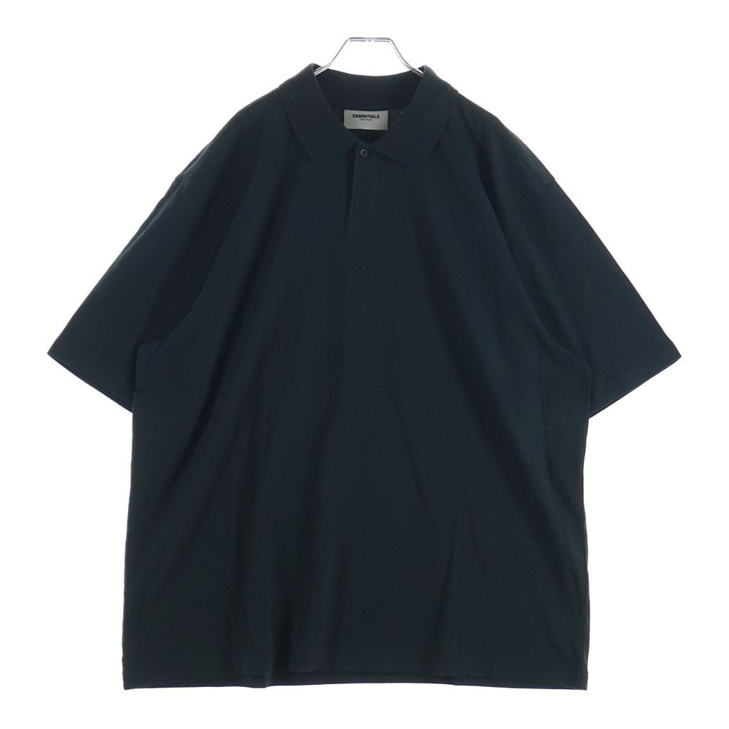 FEAR OF GOD ESSENTIALS (フィアオブゴッド エッセンシャルズ) S/S POLO SHIRT ラバーロゴ 半袖ポロシャツ ブラック