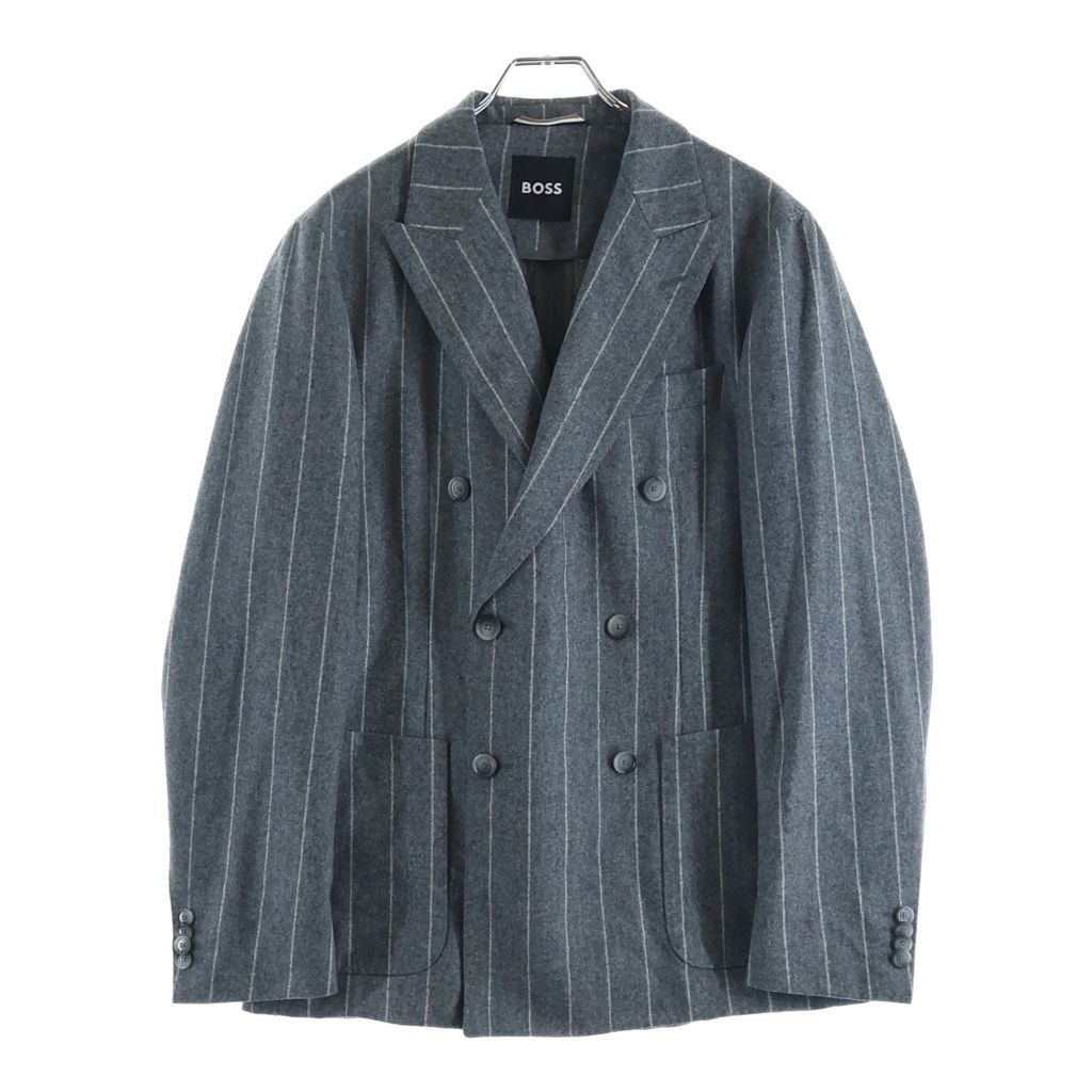 HUGO BOSS ダブルブレストジャケットとスラックスセット　スーツ　古着 HUGO BOSS (ヒューゴボス) ストライプ柄 セットアップスーツ ダブル