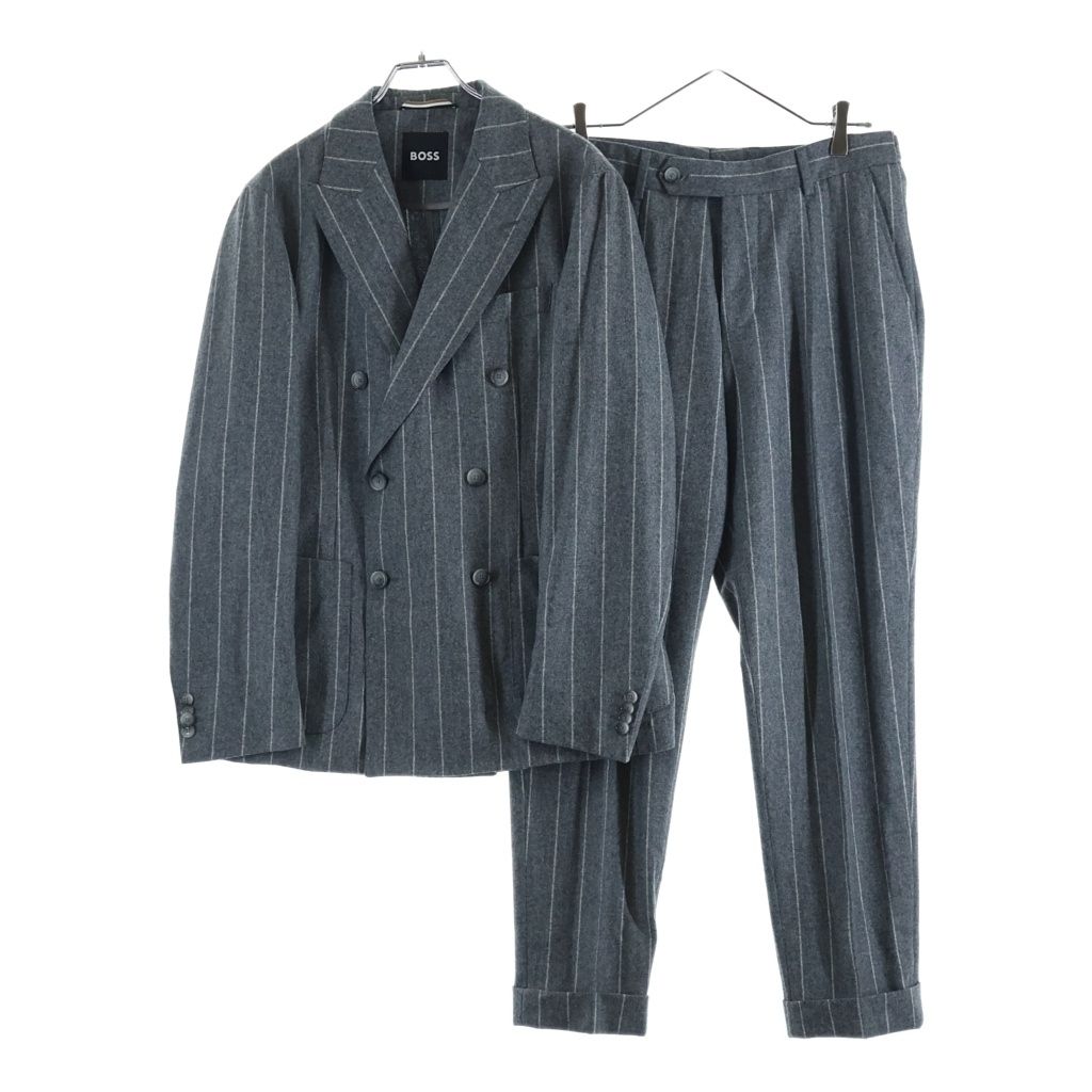 HUGO BOSS【ヒューゴ ボス】ストライプ柄 セットアップ パイル生地 HUGO BOSS (ヒューゴボス) ストライプ柄 セットアップスーツ ダブル